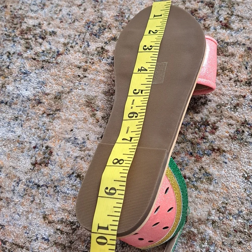 Crewcuts Girls Sandals K5 Glitter Watermelon Sparkly Straps Flats